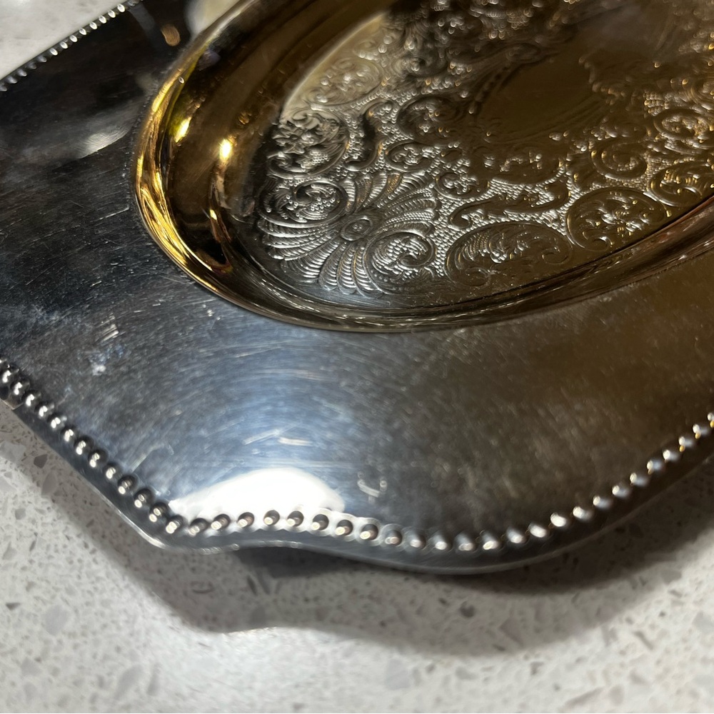 Vintage metal Viking Plate Silverplate tray - EP copper, Made in Canada 10.25”L